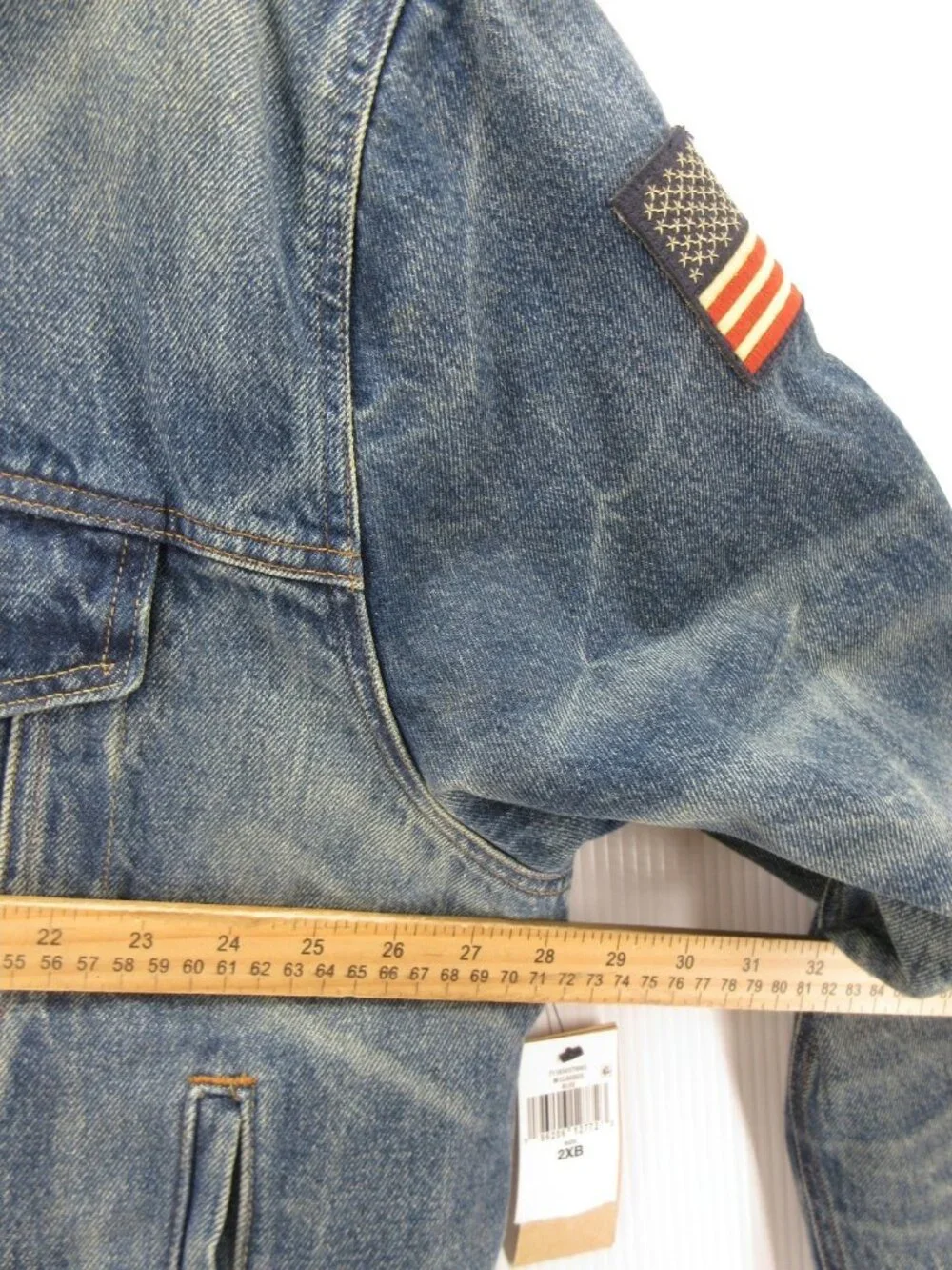 Polo Ralph Lauren Jacket 2XB Big Trucker Sherpa Lined USA Flag Denim